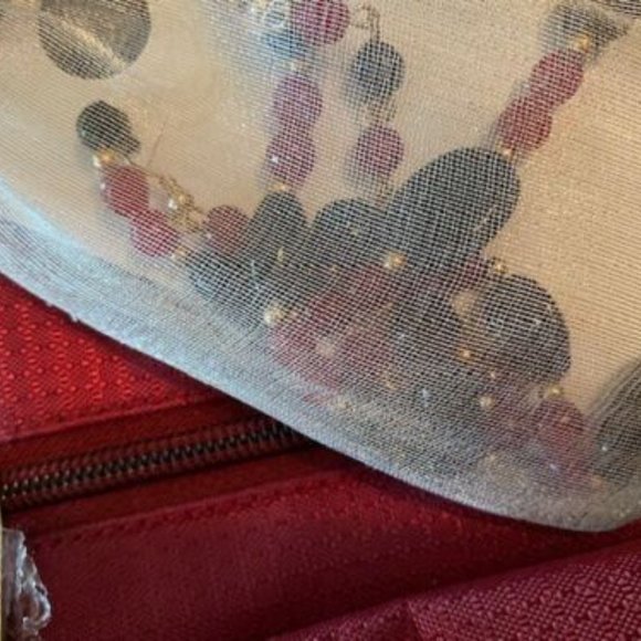 NWT multi-pocket BURGUNDY Shoulder Bag / small DUFFLE + JADE NECKLACE & earrings - Picture 3 of 11